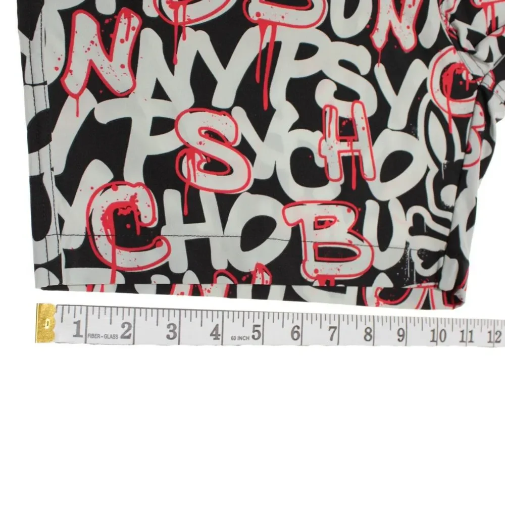 Psycho Bunny NWT Swim Suit Size M US In Black Gray & Red 100% Polyester - Picture 10 of 11